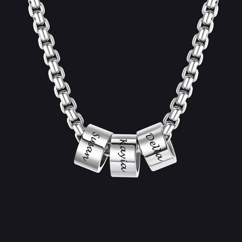 Customized Engraved Name Beads Chain Necklace for Men sold by FaithHeart