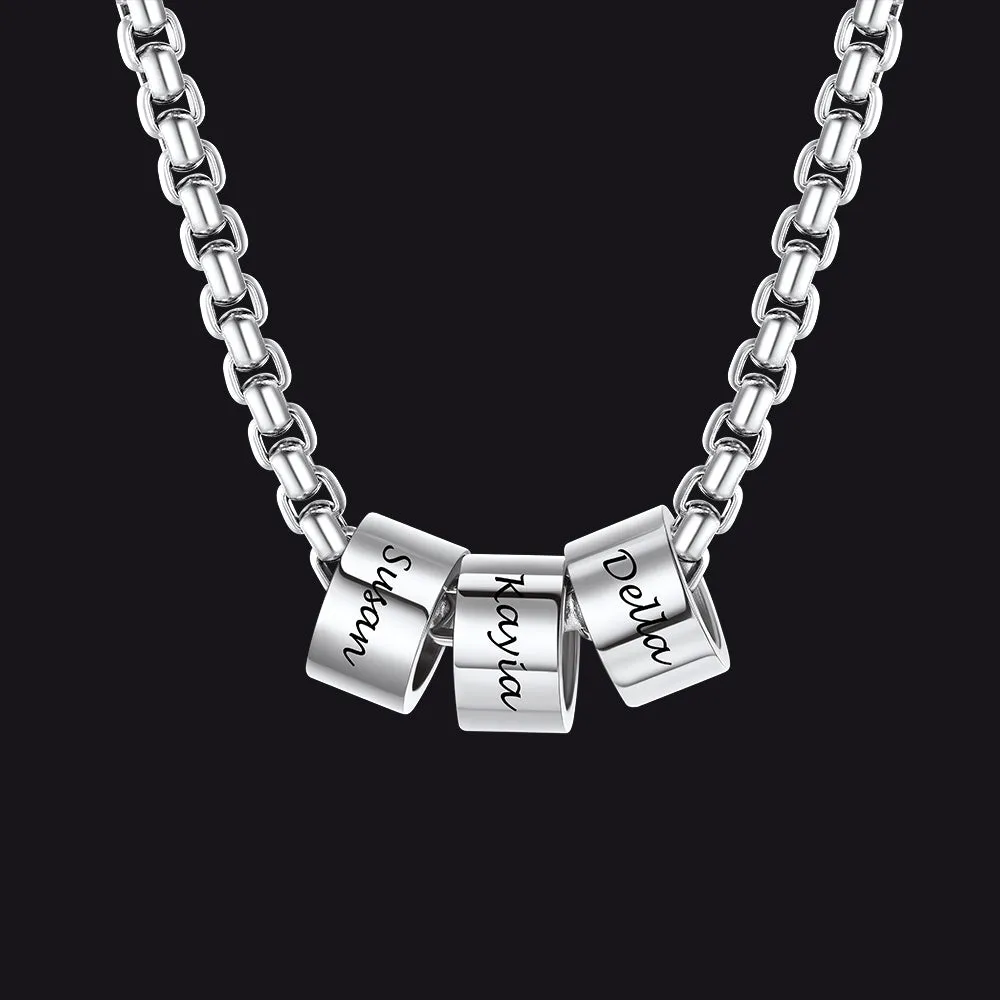 Customized Engraved Name Beads Chain Necklace for Men sold by FaithHeart