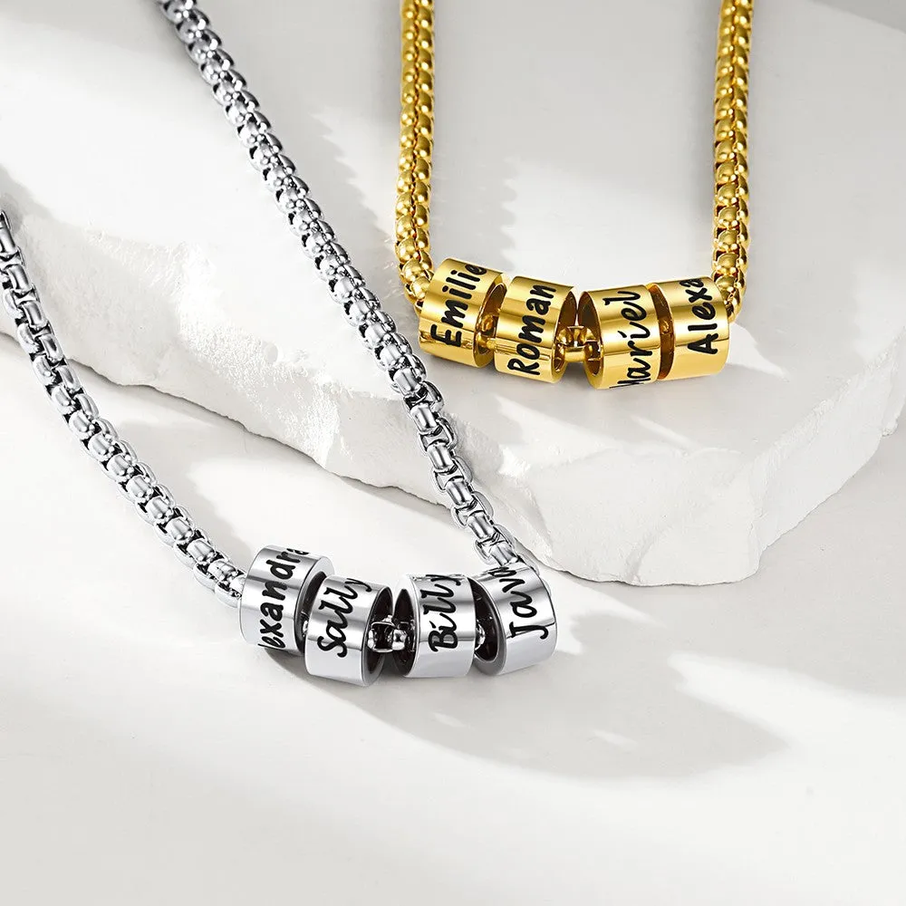 Customized Engraved Name Beads Chain Necklace for Men sold by FaithHeart product image thumbnail 4