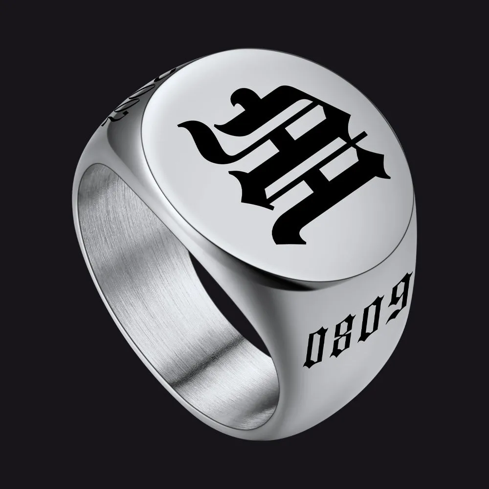 Engraved Name Custom Signet Rings for Men sold by FaithHeart