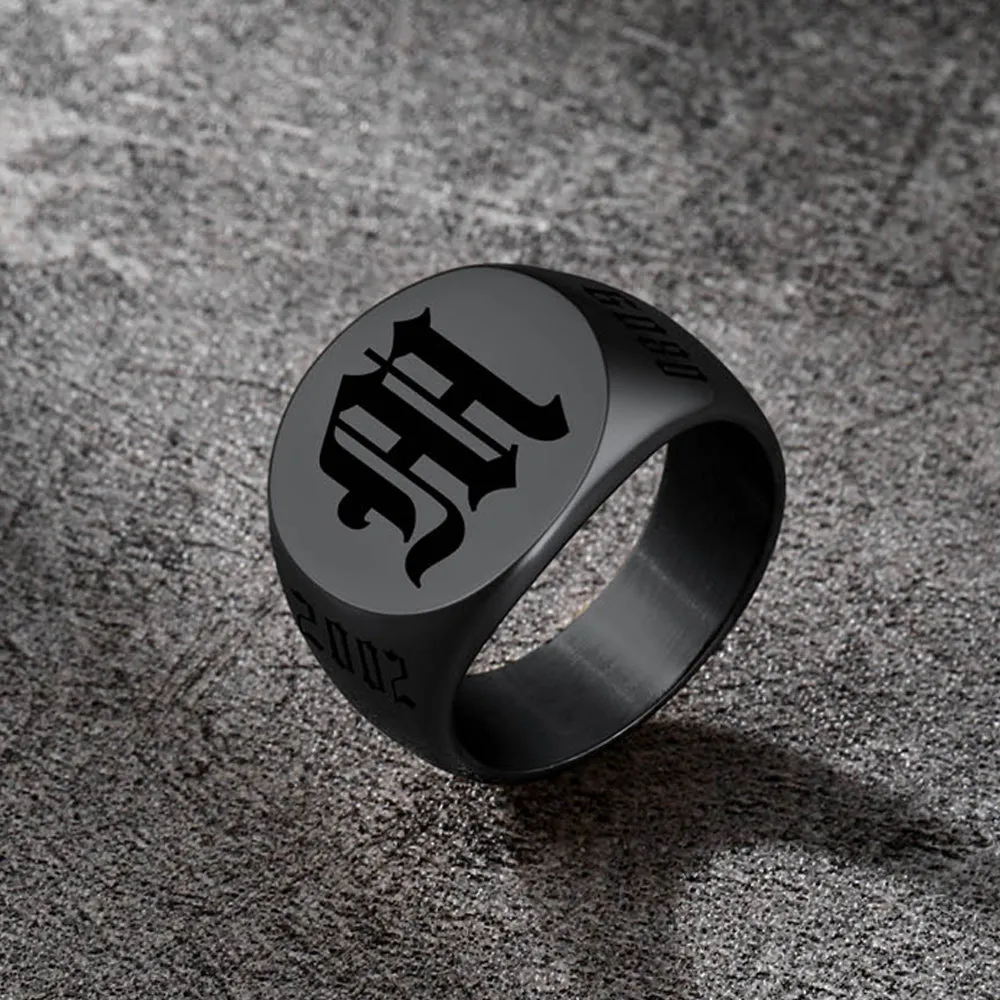 Engraved Name Custom Signet Rings for Men sold by FaithHeart product image thumbnail 4