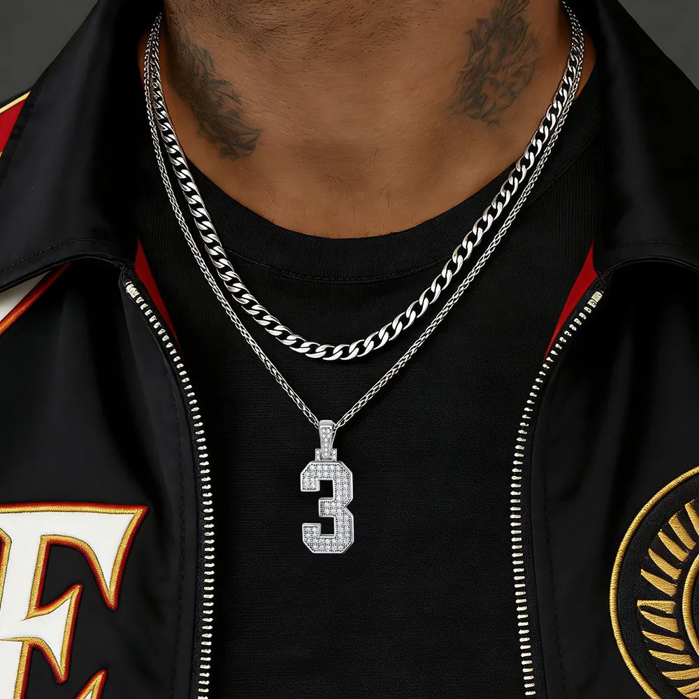 Cuban Chain & Baseball Jersey Number Layered Necklaces Set for Men sold by FaithHeart product image thumbnail 3