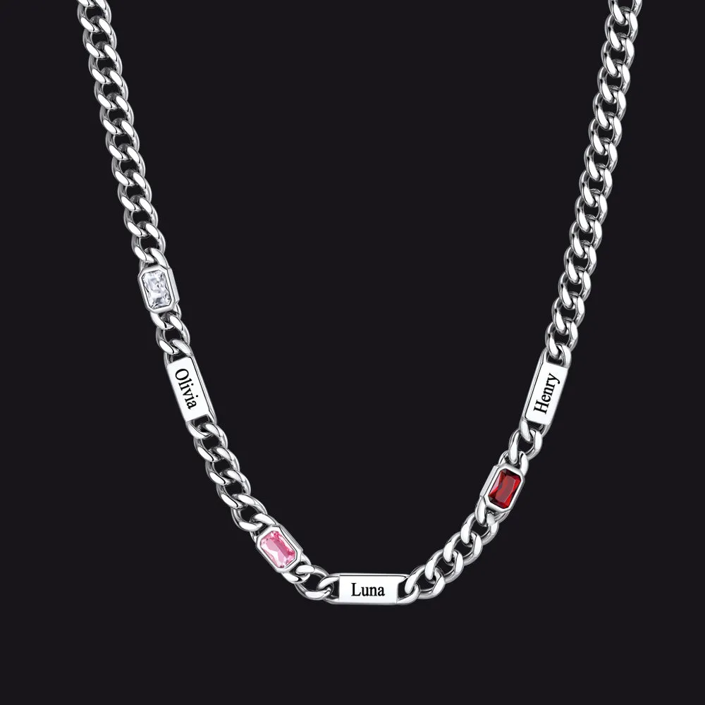 Customized Birthstone Cuban Chain Necklace with Name for Men Women sold by FaithHeart product image thumbnail 5