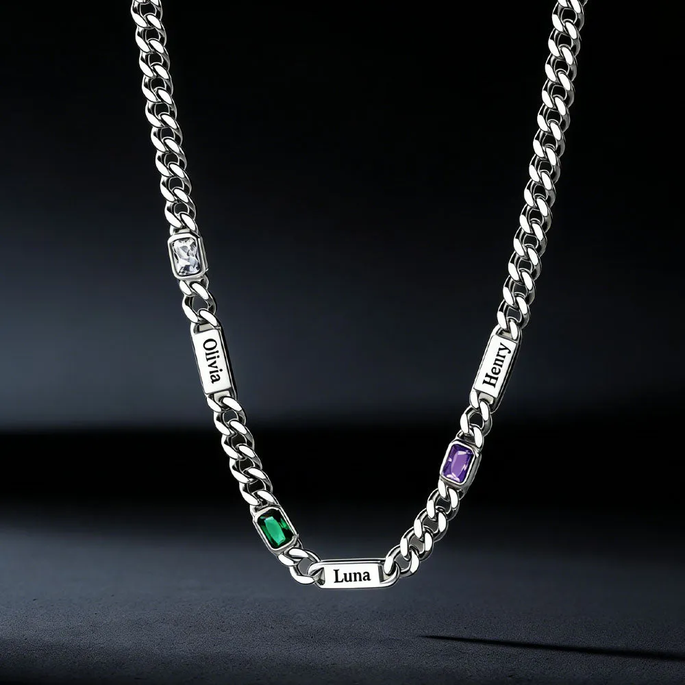 Customized Birthstone Cuban Chain Necklace with Name for Men Women sold by FaithHeart product image thumbnail 2