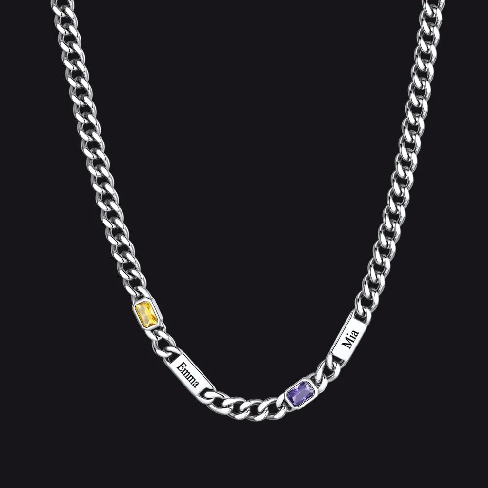 Customized Birthstone Cuban Chain Necklace with Name for Men Women sold by FaithHeart product image thumbnail 4