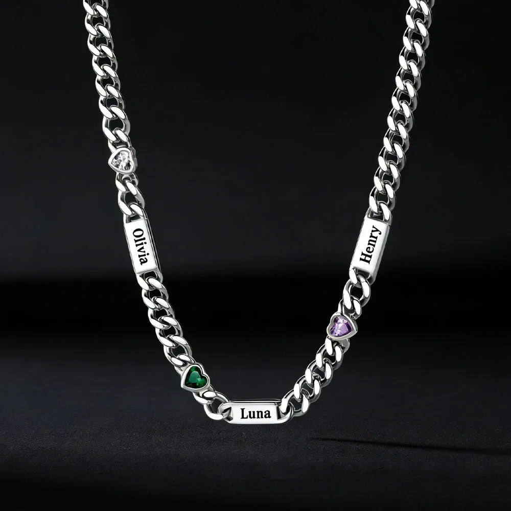 Personalized Name Cuban Chain Necklace with Heart Birthstone for Women Mom sold by FaithHeart product image thumbnail 4