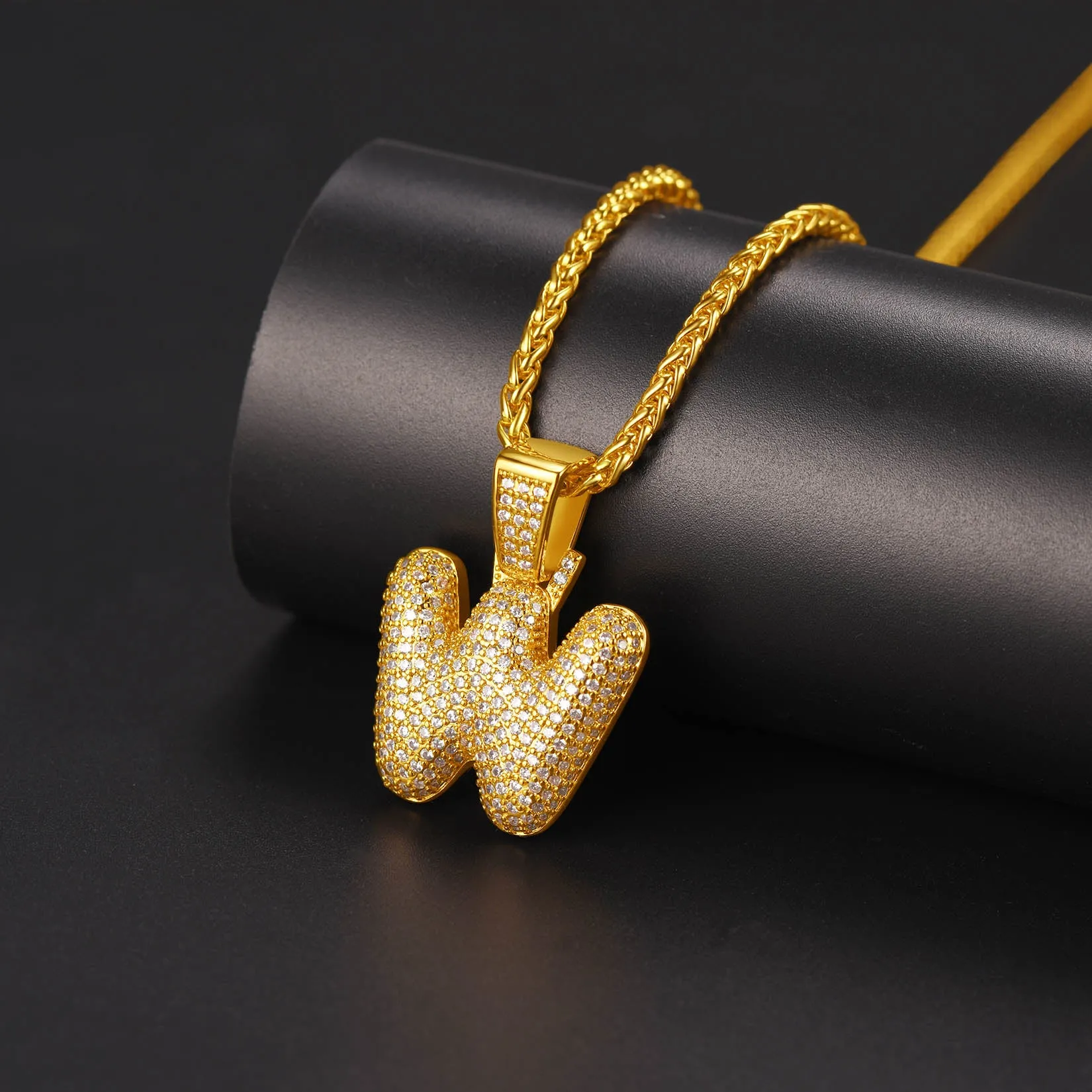 CZ Bubble Letter Initial Necklace for Men Women sold by FaithHeart product image thumbnail 5