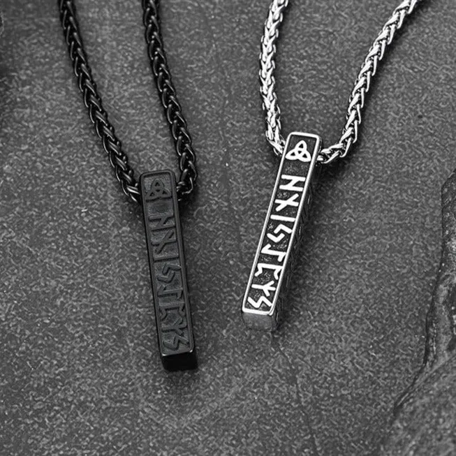 Cuban Chain & Viking Runes Bar Layered Necklaces Set for Men sold by FaithHeart product image thumbnail 3