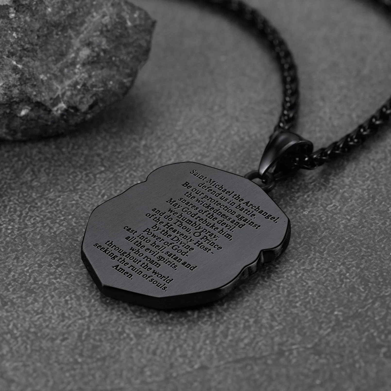 Cuban Chain & Saint Michael Necklace Layered Set for Men sold by FaithHeart product image thumbnail 5