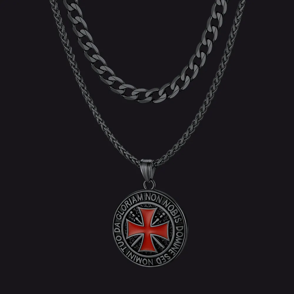 Cuban Chain & Templar Cross Medallion Necklace Set for Men sold by FaithHeart product image thumbnail 3