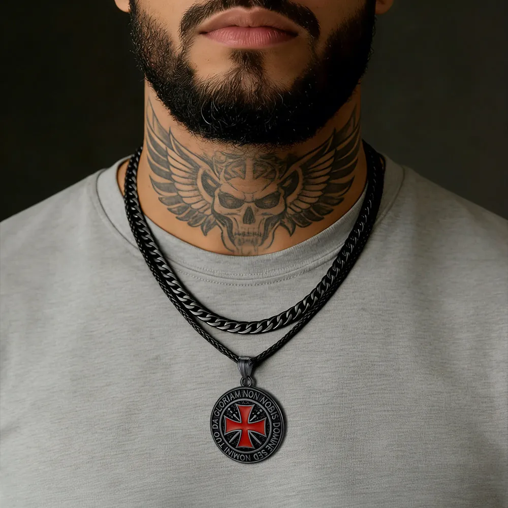 Cuban Chain & Templar Cross Medallion Necklace Set for Men sold by FaithHeart product image thumbnail 2