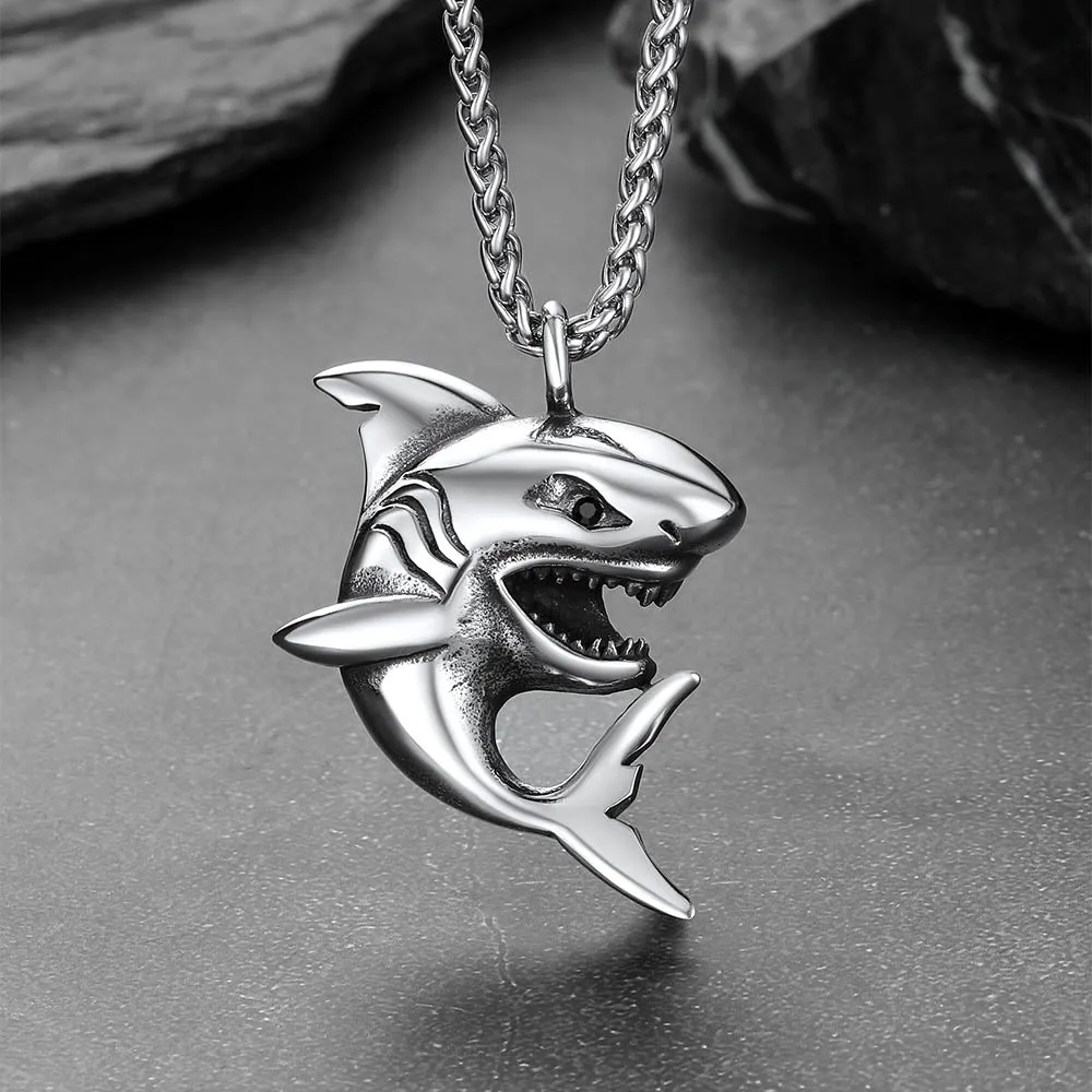 Cuban Chain & Punk Shark Necklace Set for Men sold by FaithHeart product image thumbnail 4