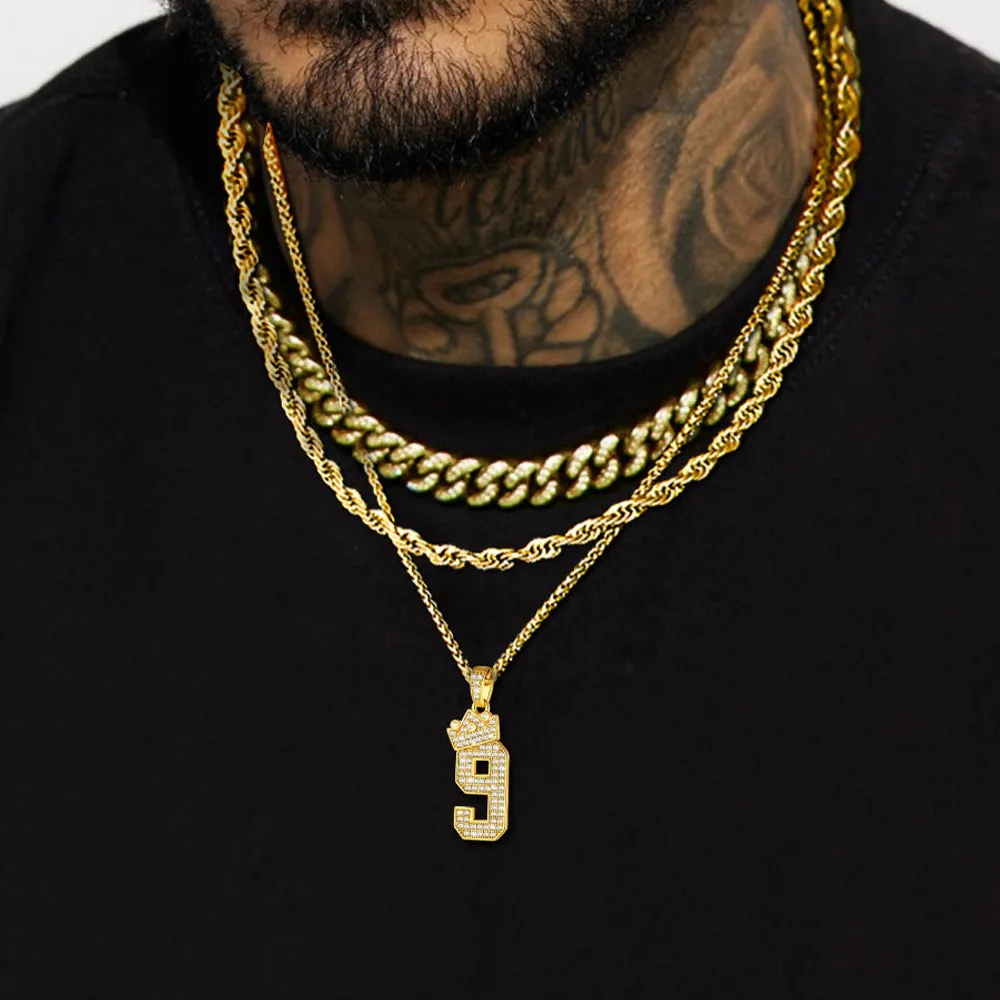 Bling Crown Diamond Number Necklace for Men sold by FaithHeart product image thumbnail 3