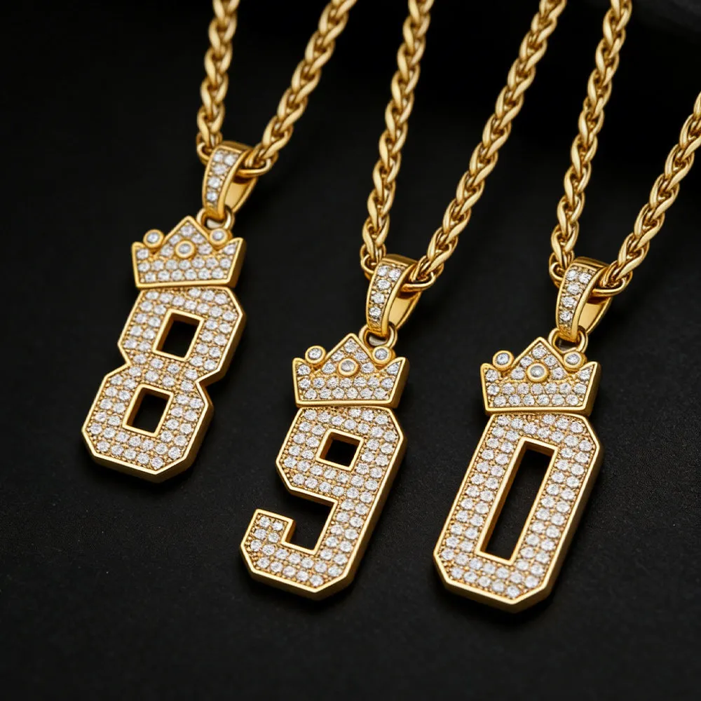 Bling Crown Diamond Number Necklace for Men sold by FaithHeart product image thumbnail 4