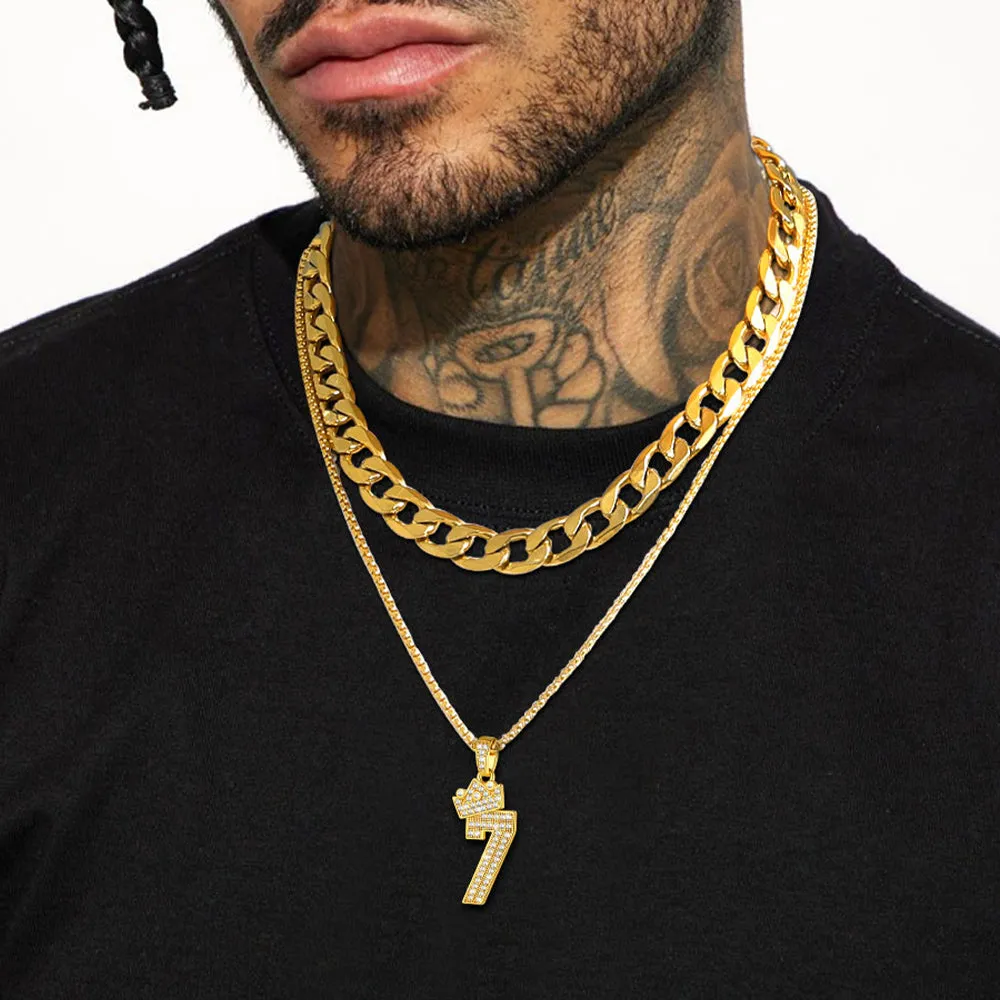 Bling Crown Diamond Number Necklace for Men sold by FaithHeart product image thumbnail 2