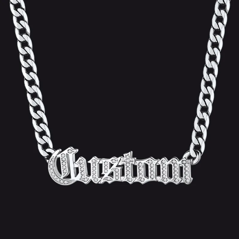 Customized Engraved Nameplate Cuban Chain Necklace for Men Women sold by FaithHeart