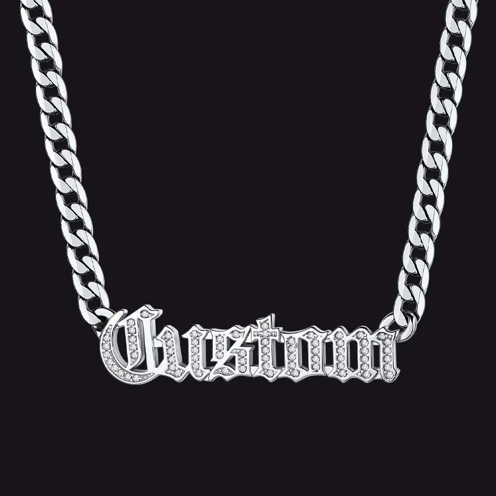 Customized Engraved Nameplate Cuban Chain Necklace for Men Women sold by FaithHeart