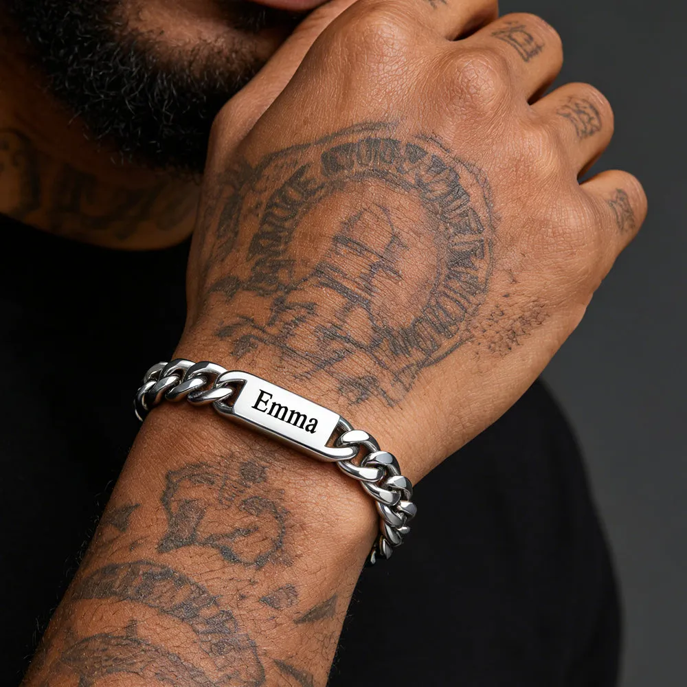 Customized Engraved Name Cuban Chain Bracelet for Men sold by FaithHeart product image thumbnail 3