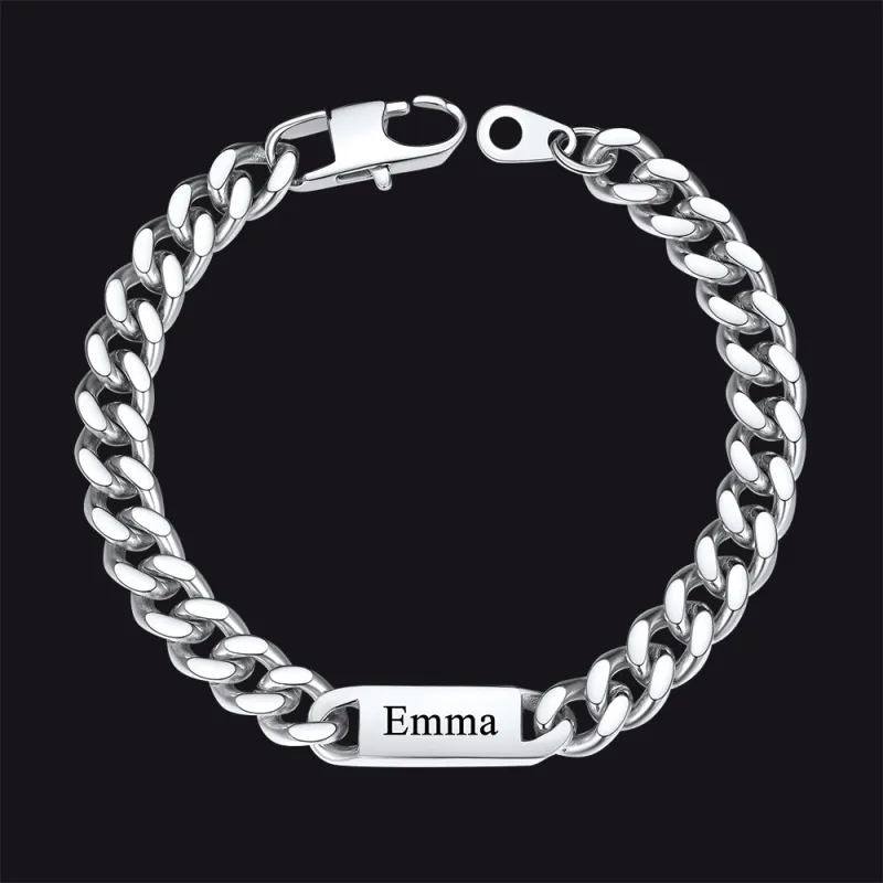Customized Engraved Name Cuban Chain Bracelet for Men sold by FaithHeart
