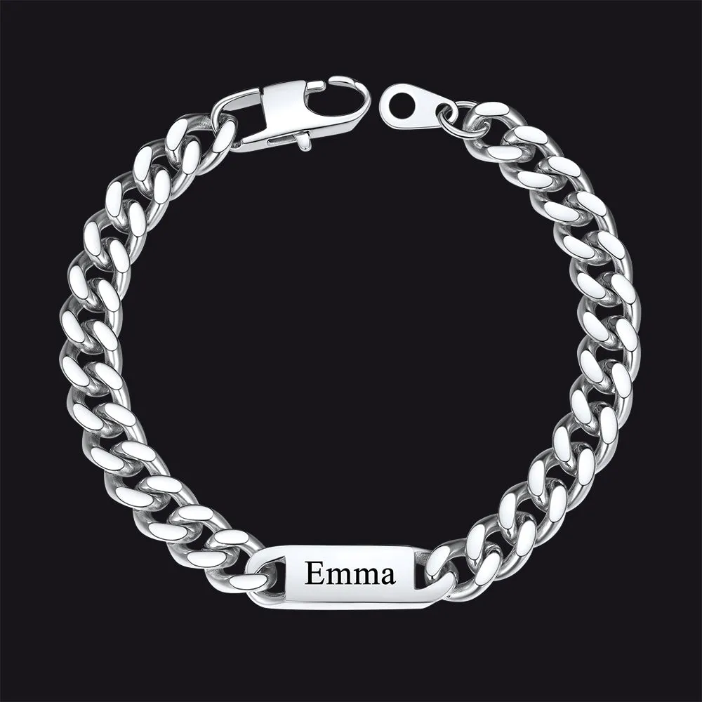Customized Engraved Name Cuban Chain Bracelet for Men sold by FaithHeart