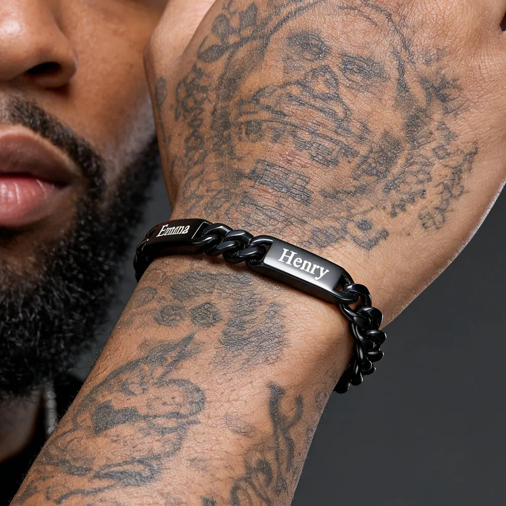 Customized Engraved Name Cuban Chain Bracelet for Men sold by FaithHeart product image thumbnail 2