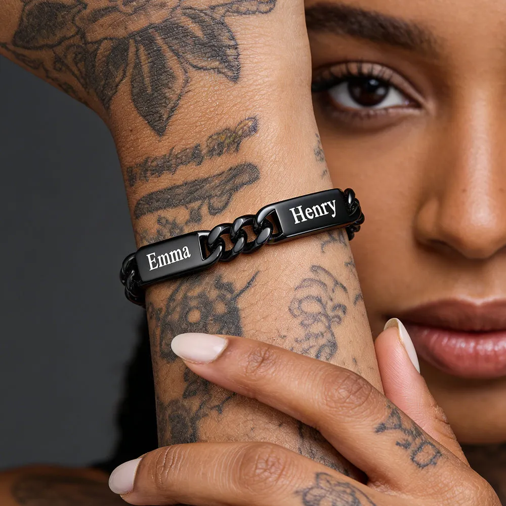 Customized Engraved Name Cuban Chain Bracelet for Men sold by FaithHeart product image thumbnail 4