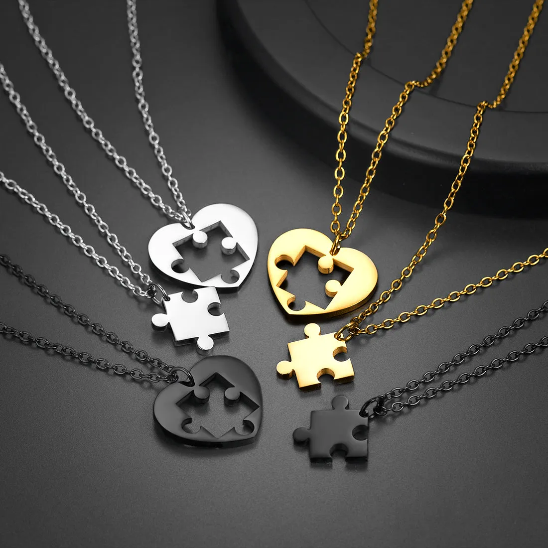 Customized Heart Puzzle Matching Necklaces Set for Couple sold by FaithHeart product image thumbnail 3