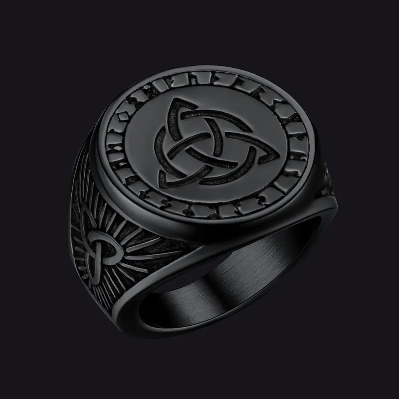 Flash Sale Viking Celtic Knot Signet Ring for Men sold by FaithHeart