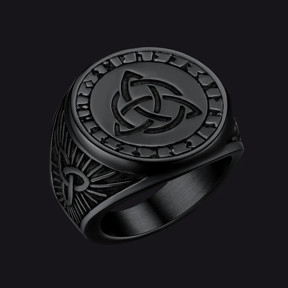 Flash Sale Viking Celtic Knot Signet Ring for Men sold by FaithHeart