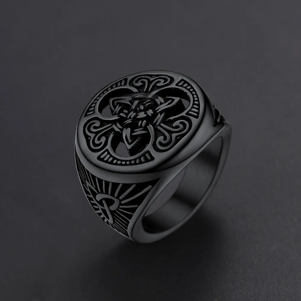 Viking Celtic Knot Signet Ring for Men sold by FaithHeart product image thumbnail 5