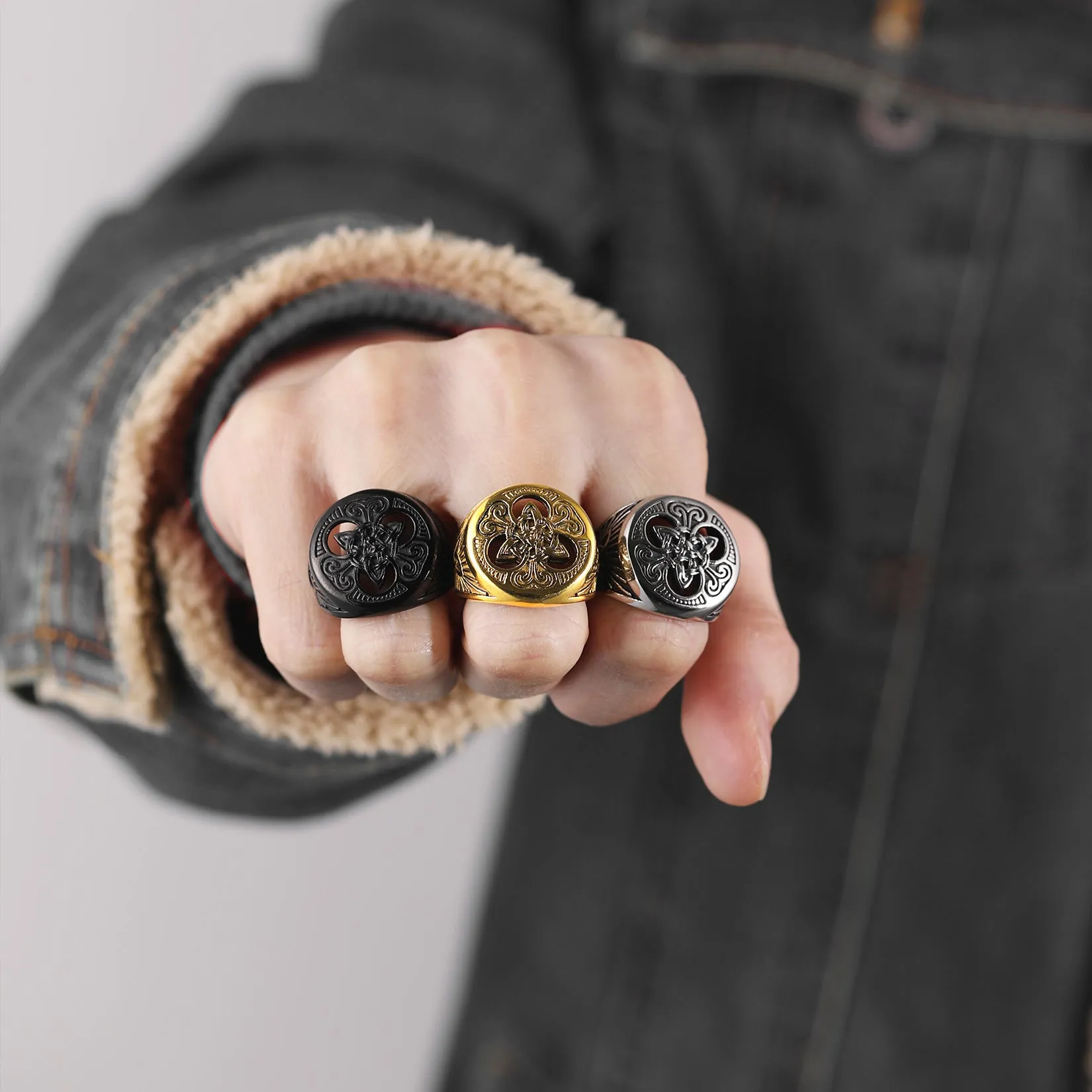 Viking Celtic Knot Signet Ring for Men sold by FaithHeart product image thumbnail 3