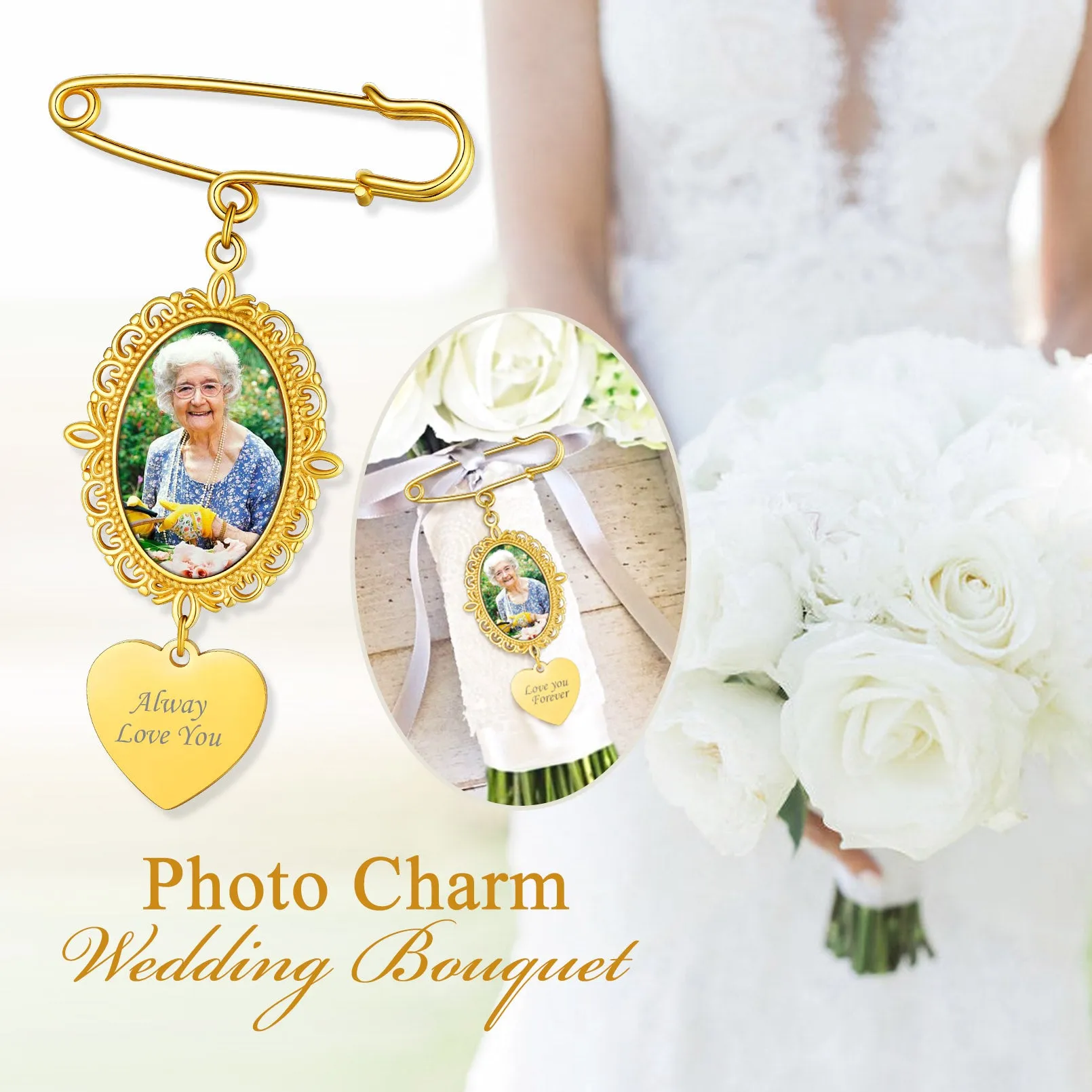 Customized Memorial Picture Charms Brooch Pins for Wedding sold by FaithHeart product image thumbnail 5