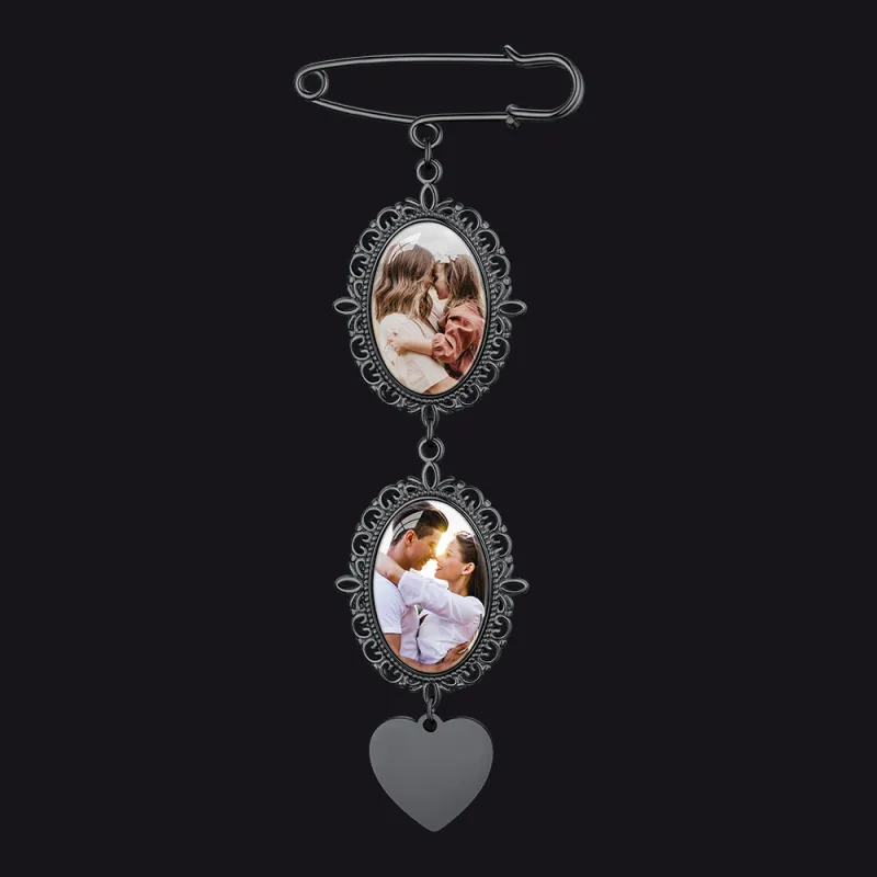 Customized Memorial Picture Charms Brooch Pins for Wedding made by FaithHeart