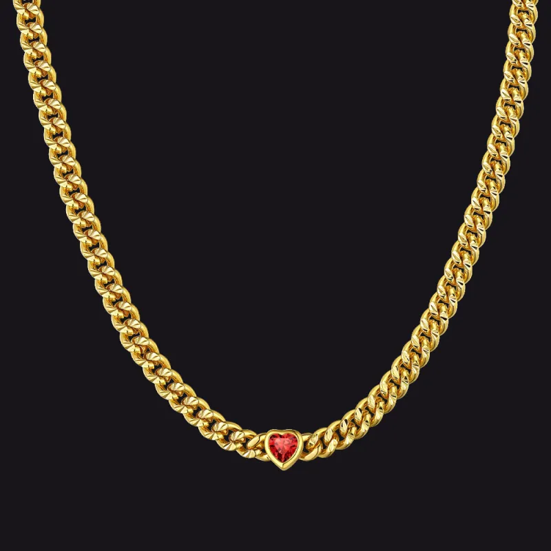 4.5MM Heart Birthstone Gold Chain Choker Necklace for Women sold by FaithHeart