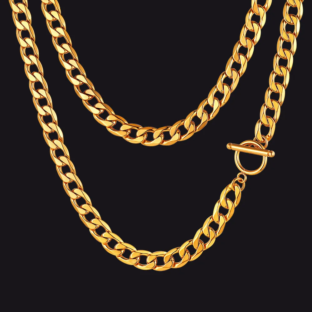 9mm Width Gold Plated Cuban Chain Necklace with T-Clasp sold by FaithHeart product image thumbnail 4