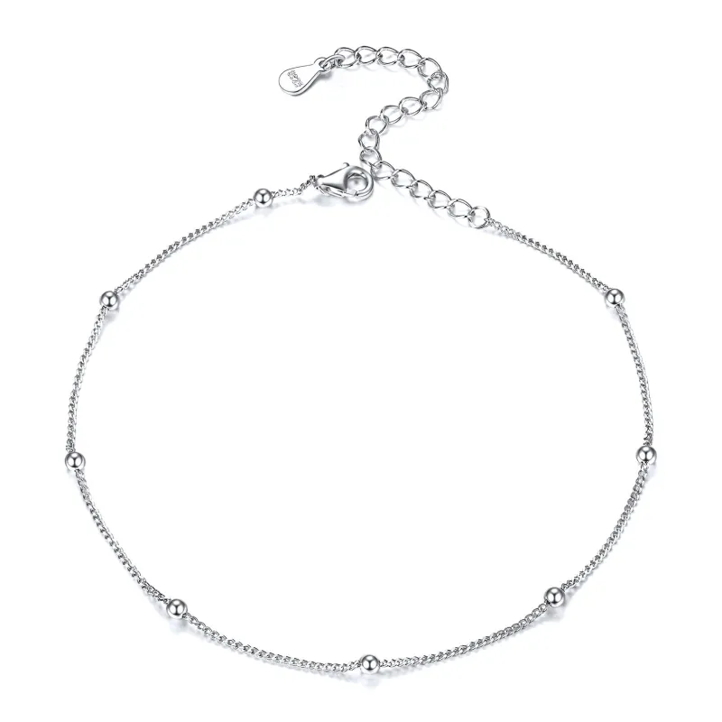 925 Sterling Silver Anklet with Beaded for Women sold by FaithHeart