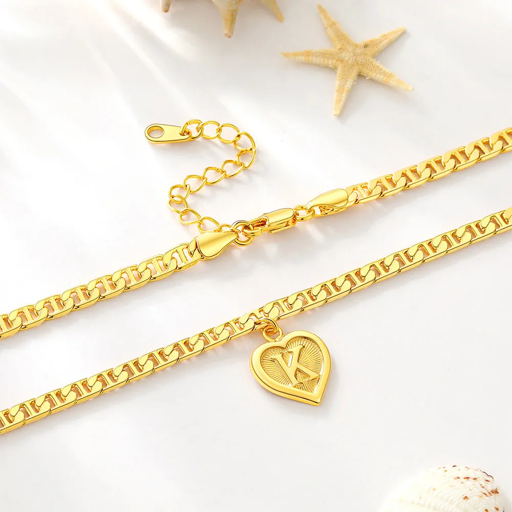 18K Gold Plated Initial Heart Ankle Bracelet for Women Gift sold by FaithHeart product image thumbnail 5