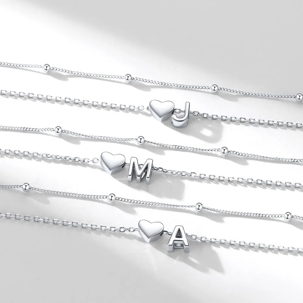 Sterling Silver Initial Heart Layered Anklet for Women sold by FaithHeart product image thumbnail 4