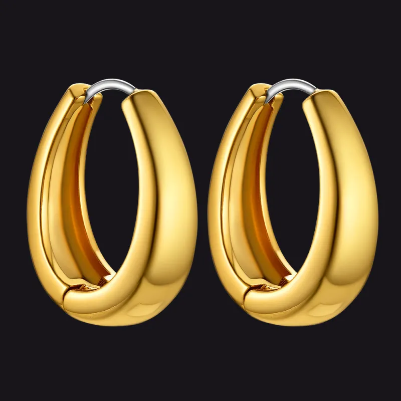 Gold Oval Hoop Earrings for Women sold by FaithHeart
