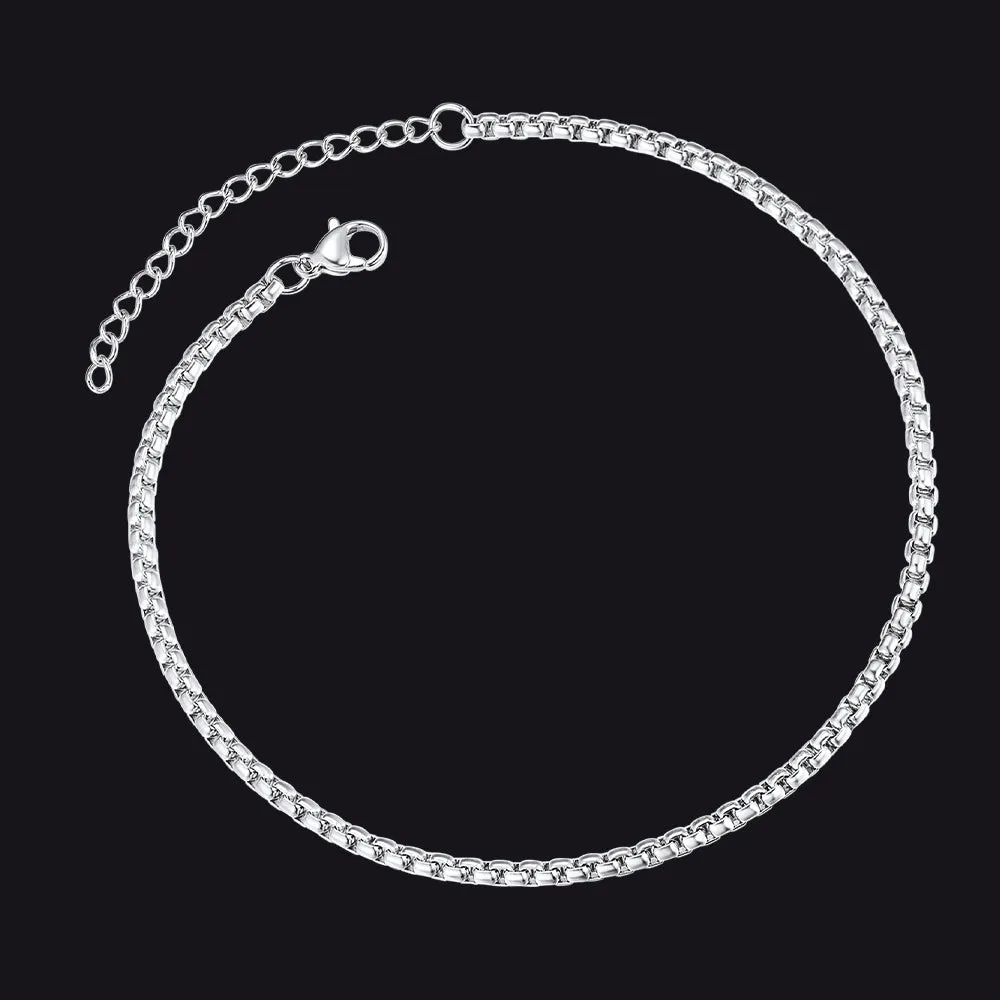 3mm Stainless Steel Box Chain Anklet for Women sold by FaithHeart product image thumbnail 2