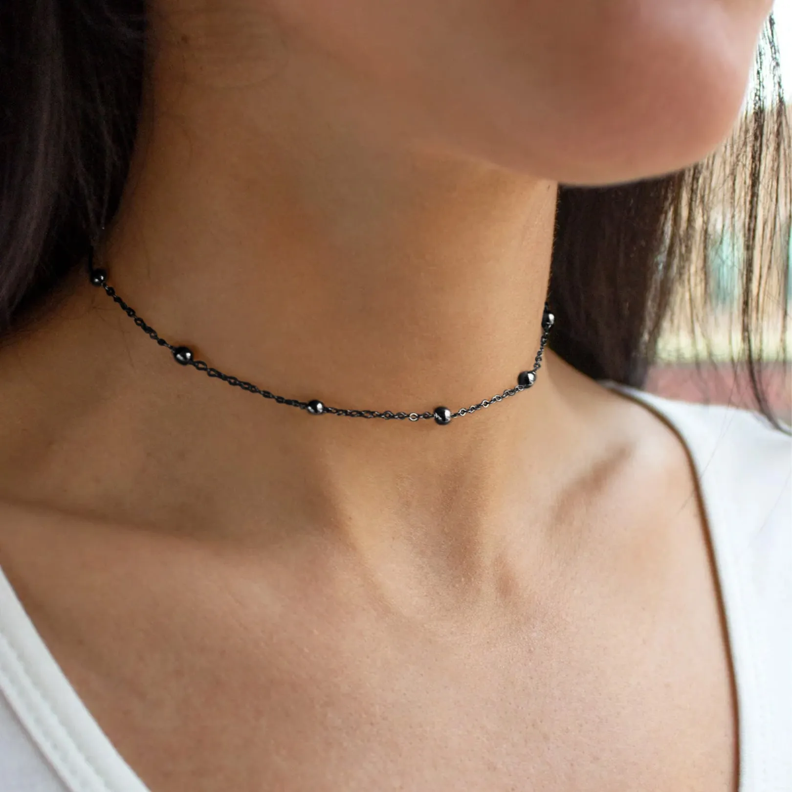 Cable Chain Bobble Choker Necklace with Ball Beads sold by FaithHeart product image thumbnail 2
