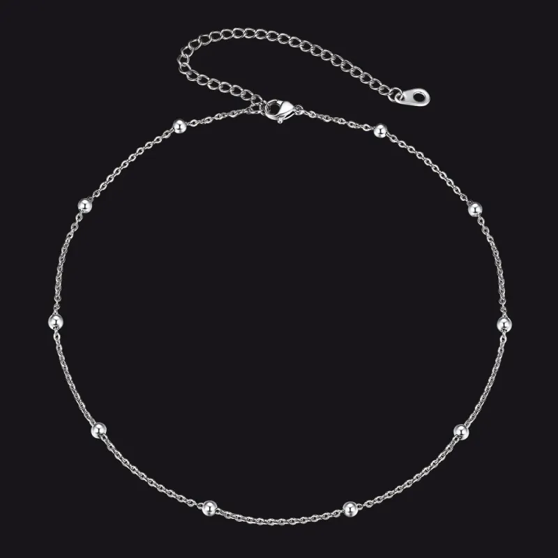 Cable Chain Bobble Choker Necklace with Ball Beads sold by FaithHeart