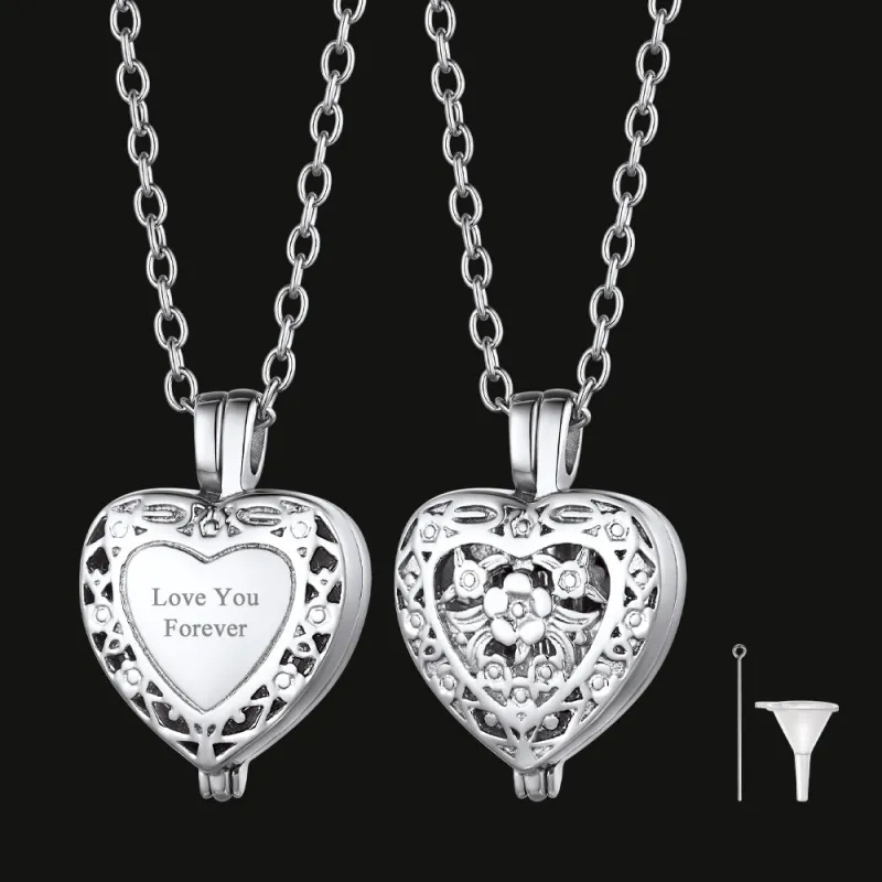 Customized Cremation Heart Locket Urn Necklace for Ashes Memorial Jewelry sold by FaithHeart