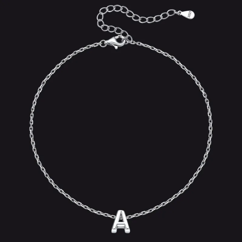 Sterling Silver Initial Cable Chain Anklet for Women sold by FaithHeart