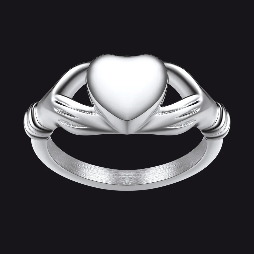 Customized Claddagh Heart Celtic Knot Urn Ashes Ring for Women sold by FaithHeart