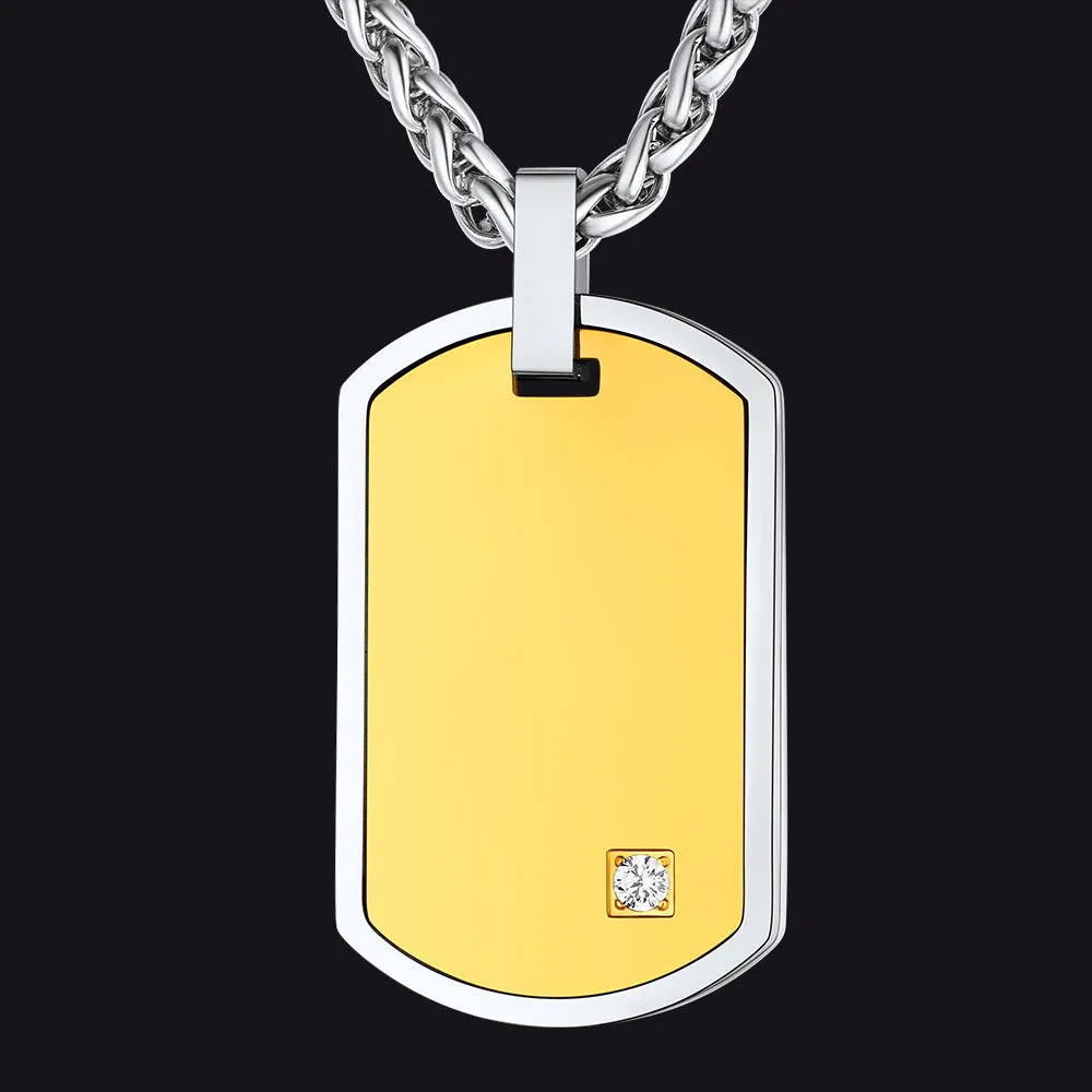 Engraved Dog Tag Pendant Necklace with Diamond for Men sold by FaithHeart product image thumbnail 4