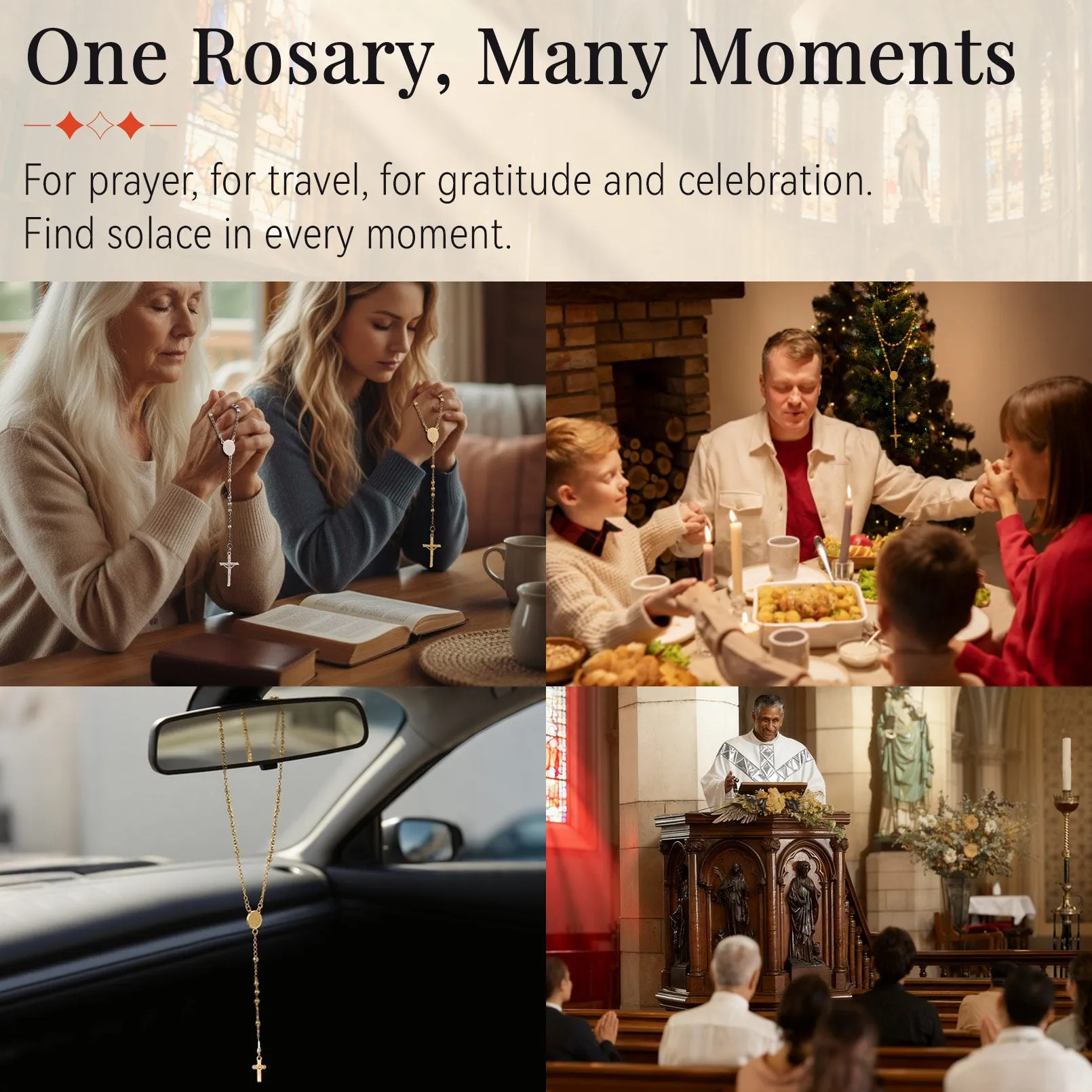 Dainty Virgin Mary Rosary Beads Necklace with Prayer Card & Box sold by FaithHeart product image thumbnail 3