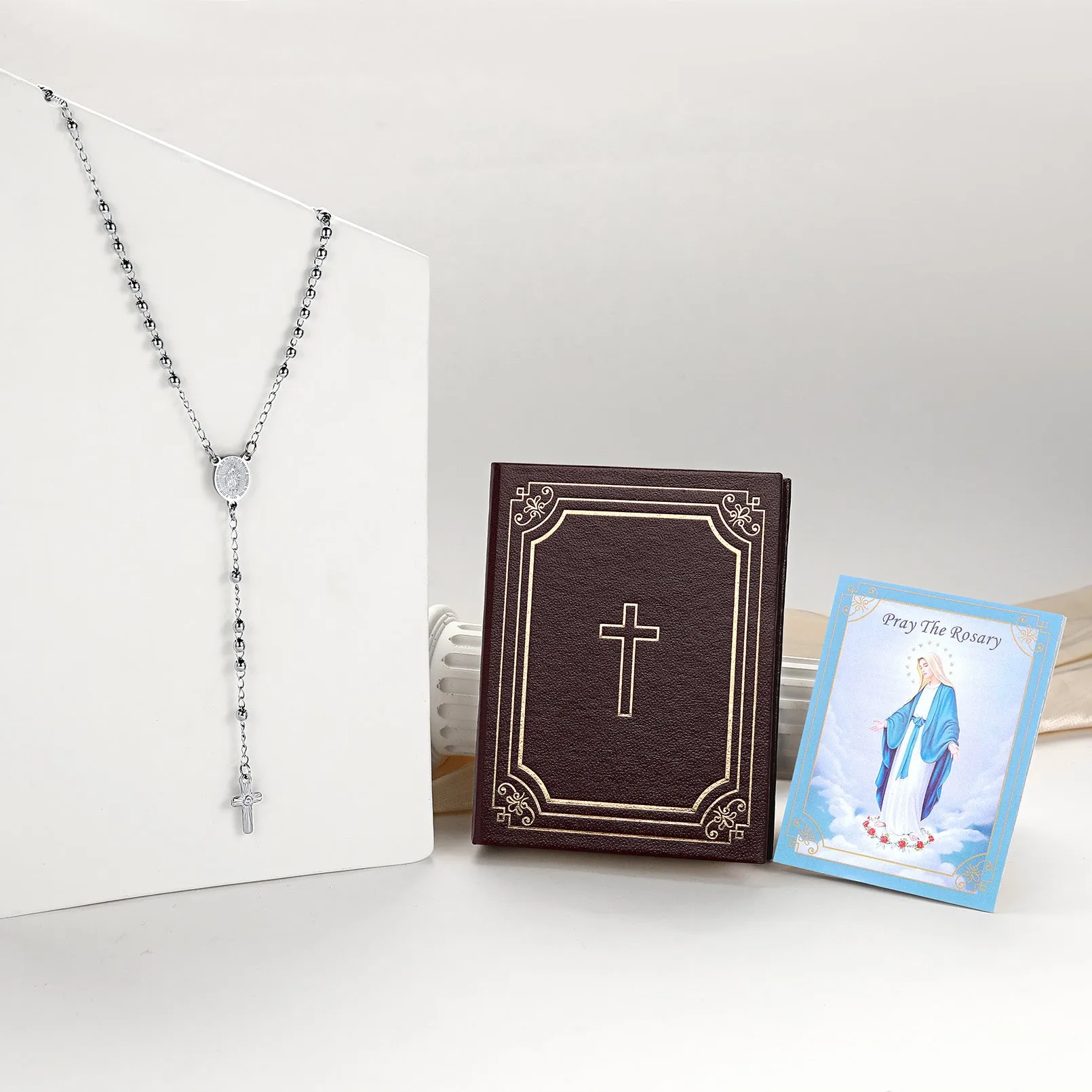Dainty Virgin Mary Rosary Beads Necklace with Prayer Card & Box sold by FaithHeart product image thumbnail 4