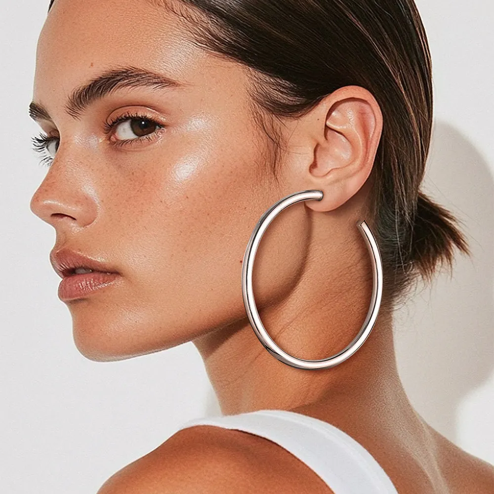 20/30/40/60/80mm Large Thin Hoop Earrings for Women sold by FaithHeart product image thumbnail 2