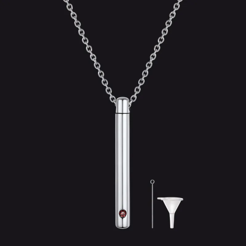 Personalized Bar Urn Necklace for Ashes with Birthstone Keepsake Memorial Jewelry sold by FaithHeart